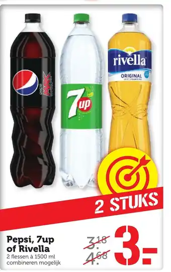 CoopCompact Pepsi,  7up of Rivella 2*1.5 L aanbieding