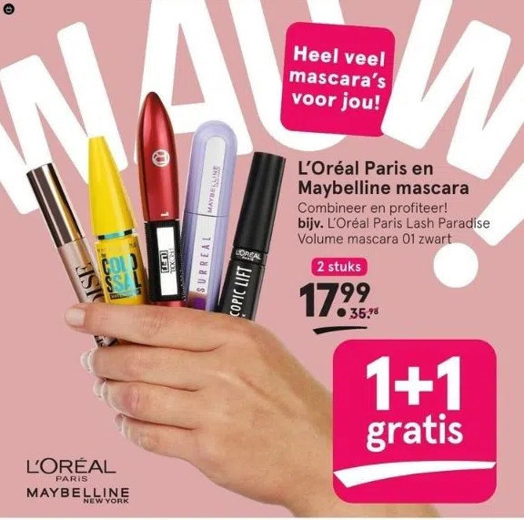 L'oréal paris en maybelline mascara aanbieding bij Etos