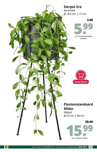 GroenRijk Sierpot Era Ø 19.5 Cm Of Plantenstandaard Midar Ø 25 Cm aanbieding