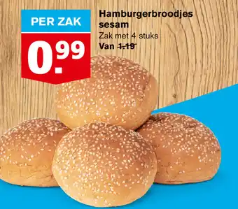 Hoogvliet Hamburgerbroodjes sesam Zak met 4 stuks aanbieding