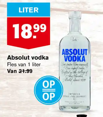 Hoogvliet Absolut vodka Fles van 1 liter aanbieding