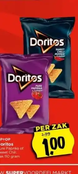 Vomar Voordeelmarkt Doritos pure paprika of sweet chili aanbieding