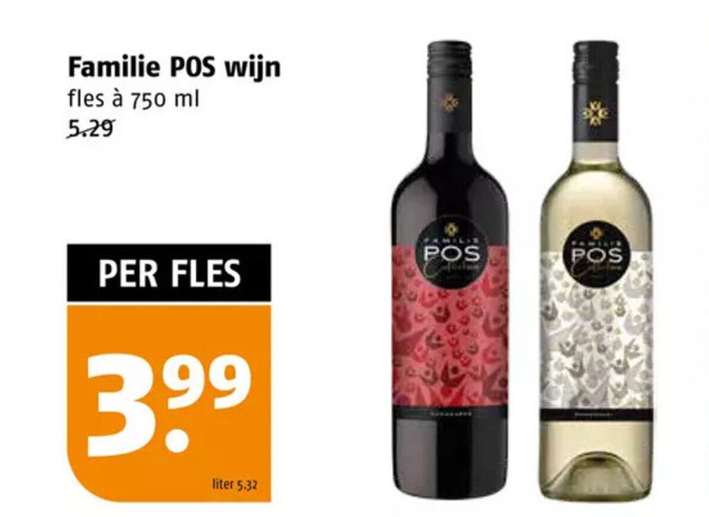 Familie POS wijn fles à 750 ml aanbieding bij Poiesz