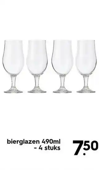 HEMA Bierglazen 490ml - 4 stuks aanbieding