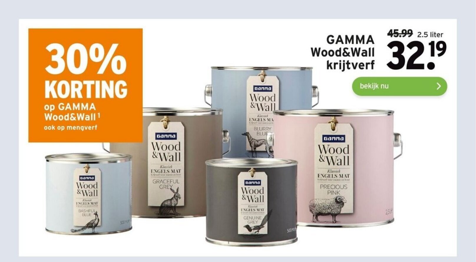 Wood&Wall krijtverf 2.5 liter aanbieding bij GAMMA
