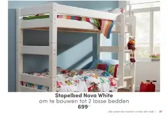 Baby & Tiener Stapelbed nova white om te bouwen tot 2 losse bedden aanbieding