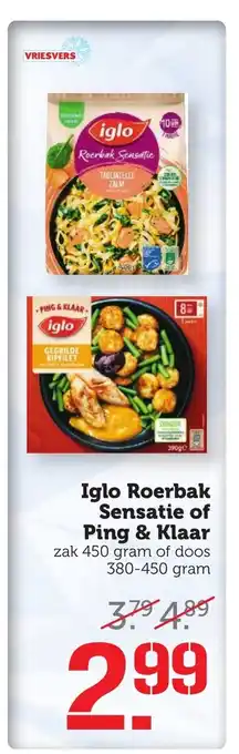 Coop Iglo Roerbak Sensatie of Ping & Klaar 380-450 gr aanbieding