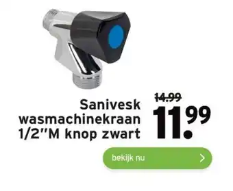 GAMMA Sanivesk wasmachinekraan 1/2"M knop zwart aanbieding