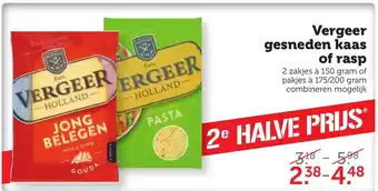 Coop Vergeer gesneden kaas of rasp 2*150 gr of 175-200 gr aanbieding