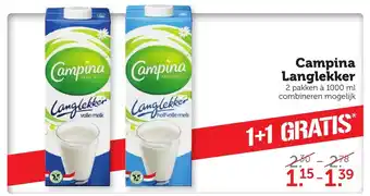 Coop Campina Langlekker 2*1L aanbieding