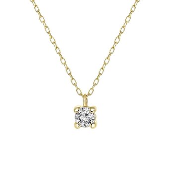 Bol.com Lucardi dames kettingronde hanger zirkonia - 14 karaat goud - ketting - cadeau - 45 cm - geelgoud aanbieding