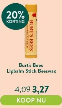 Holland & Barrett Lipbalm stick beeswax aanbieding