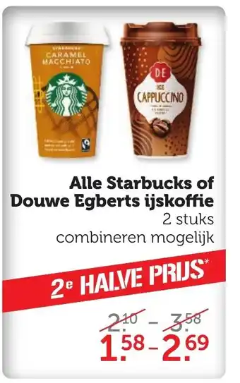 Coop Alle Starbucks of Douwe Egberts ijskoffie 2 st aanbieding