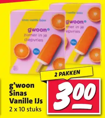 Nettorama g'woon Sinas Vanille IJs 2 x 10 stuks aanbieding