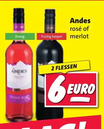 Nettorama Andes rosé of merlot 2 FLESSEN aanbieding