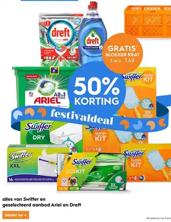 Blokker Swiffer en geselecteerd aanbod Dreft en Ariel - 50% KORTING! aanbieding