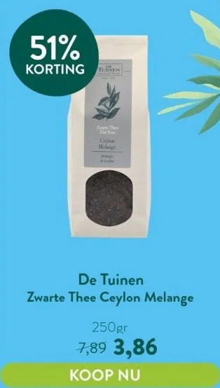 Holland & Barrett Zwarte thee ceylon melange aanbieding