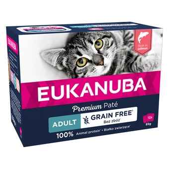 Zooplus 12x85g eukanuba graanvrij adult zalm nat kattenvoer aanbieding