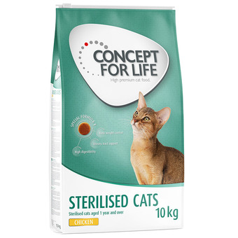 Zooplus 10kg sterilised cats kip concept for life kattenvoer aanbieding