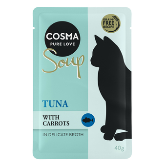 Zooplus 12x40g soup tonijn met wortel cosma kattenvoer aanbieding