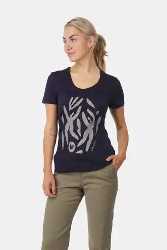 Bever Icebreaker tech lite ii scoop nature celebration t-shirt dames blauw aanbieding