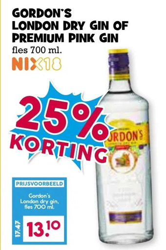 Boon`s Markt Gordon's london dry gin of premium pink gin aanbieding