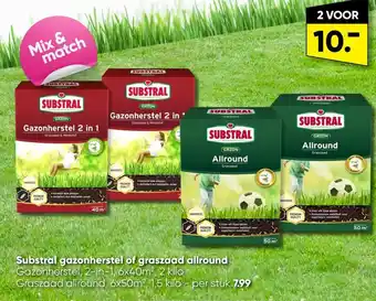 Big Bazar Substral gazonherstel of graszaad allround Gazonherstel, 2-in-1, 6x40m², 2 kilo aanbieding