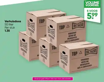 Big Bazar Verhuisdoos 50 liter Per stuk 1.35 aanbieding