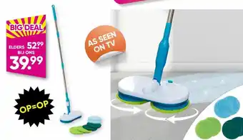 Big Bazar Hurricane elektrische vloermop Incl. 6 wasbare reinigingspads aanbieding