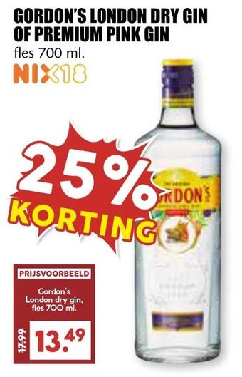 MCD Supermarkt Gordon's london dry gin of premium pink gin aanbieding