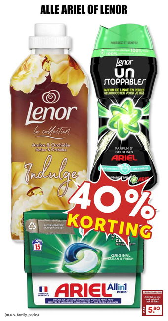 MCD Supermarkt Alle ariel of lenor aanbieding