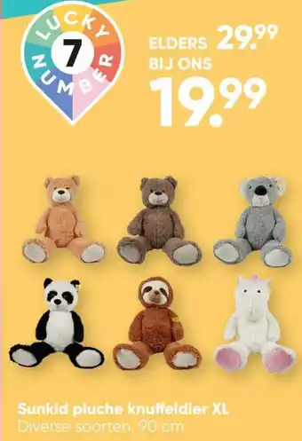 Big Bazar Sunkid pluche knuffeldier XL Diverse soorten, 90 cm aanbieding