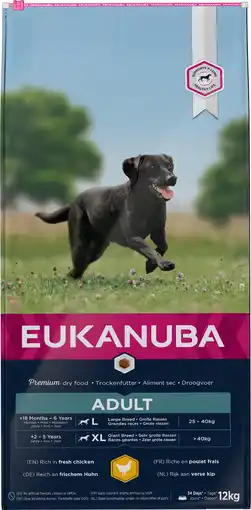 Intratuin Eukanuba hondenvoer adult (extra) groot kip 12 kg aanbieding