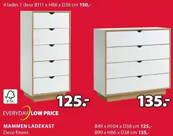 Jysk MAMMEN LADEKAST Deco fineer. aanbieding