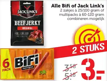 Coop Alle bifi of Jack link's 60-120gram aanbieding