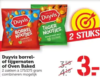 Coop Duyvis borrel- of tijgernoten of oven baked  175/275gram aanbieding