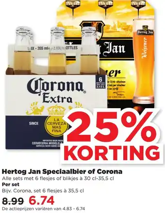 PLUS Hertog jan speciaalbier of corona aanbieding