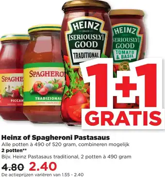 PLUS Heins of spagheroni pastasuas 520gram aanbieding