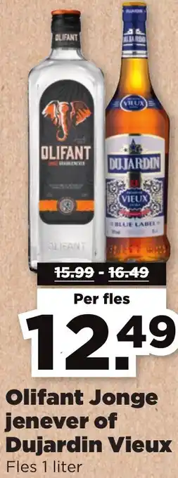 PLUS Olifant jonge jenever of dujardin vieux 1liter aanbieding