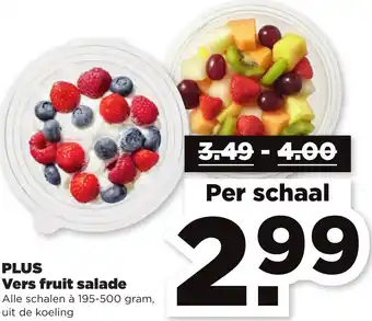 PLUS PLUS Vers fruit salade 195-500gram aanbieding