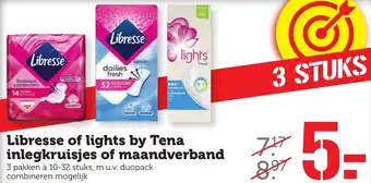 Coop Libresse of lights by tena inlegkruisjes of maandverband aanbieding