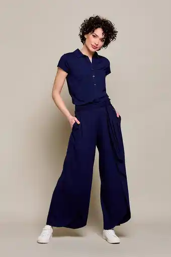 Wehkamp Mart visser high waist wide leg broek quin donkerblauw aanbieding