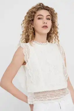 Wehkamp Only semi-transparante kanten top onlkaro met borduursels wit aanbieding