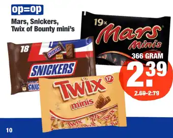 ALDI Mars, Snickers, Twix of Bounty mini's aanbieding