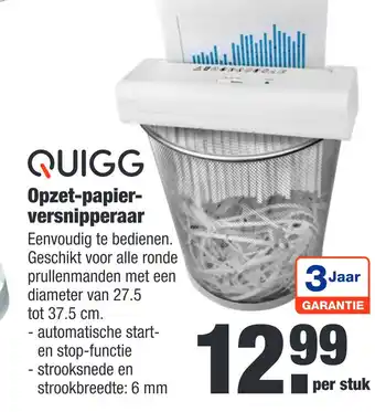 ALDI Quigg Opzet-Papierversnipperaar aanbieding