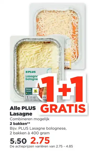 PLUS Alle PLUS Lasagne aanbieding