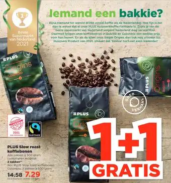 PLUS PLUS Slow roast koffiebonen aanbieding