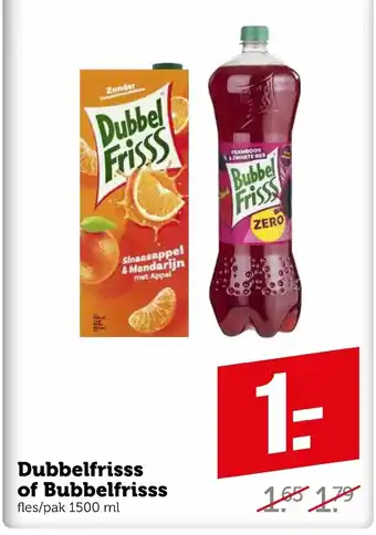 Coop DubbelFrisss of BubbelFrisss 1.5L aanbieding