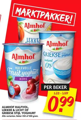 Dekamarkt Almof Halfvol,Lekker & Licht of Griekse Stijl Yoghurt 450 of 500 g aanbieding