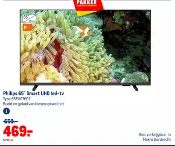 Makro Philips 65" Smart UHD led-tv Type 65PUS7607 aanbieding